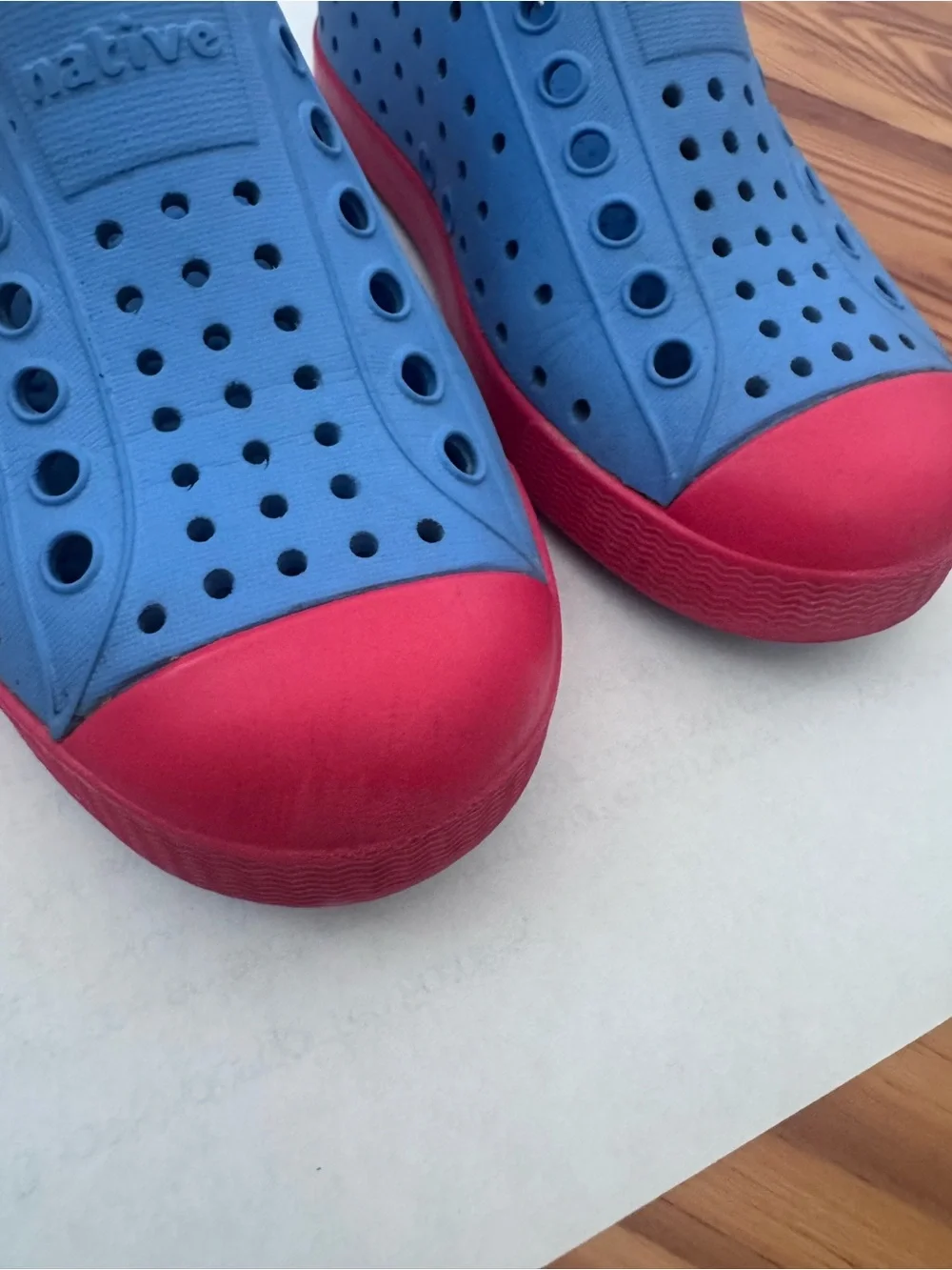 Native Kids Jefferson Slip-On Shoes - Blue with Red Toe size C10 toddler 10